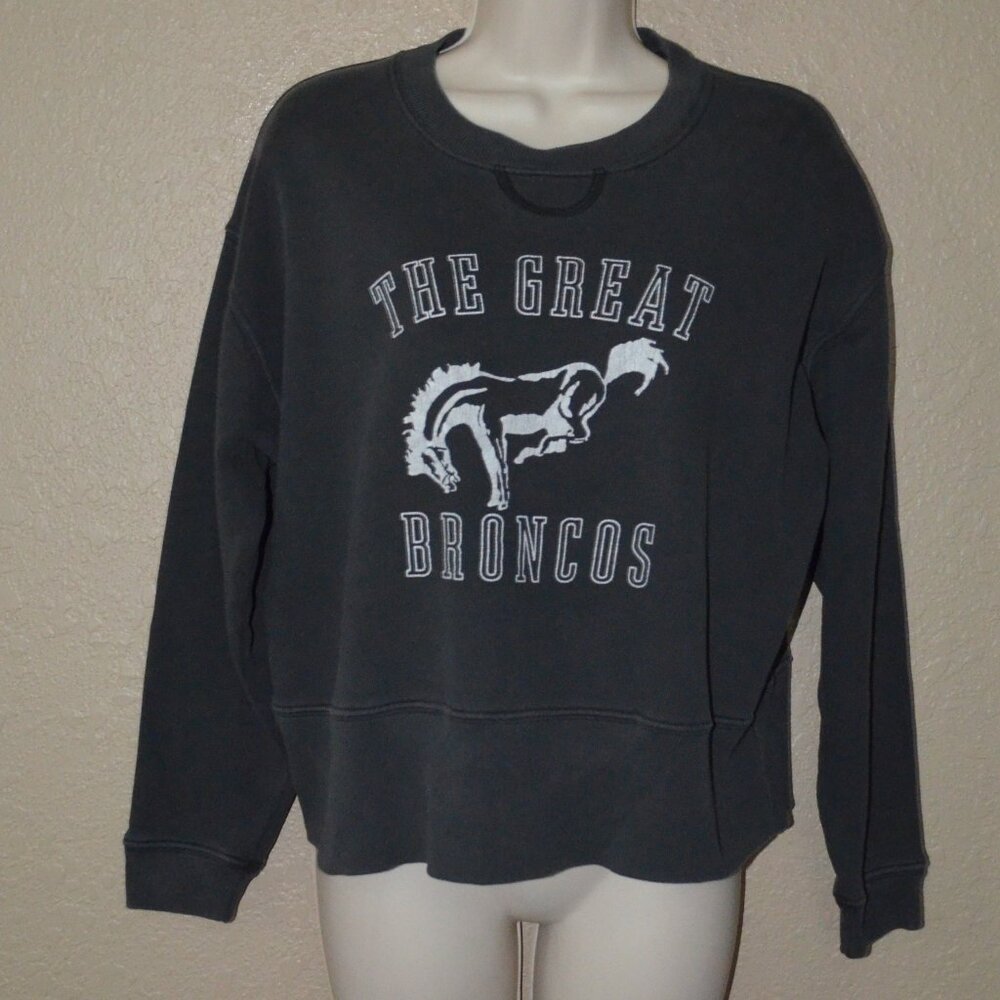 NWT $188 Sz 1 S The Great. Washed Black The League Bucking Bronco Sweatshirt